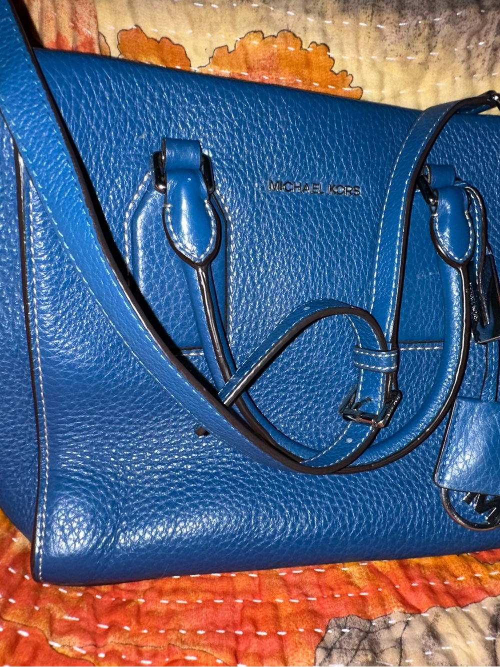 Michael Kors Electric Blue Pebbled Leather Satchel